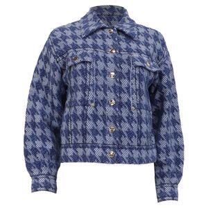 Sandro Balthazar Houndstooth Jacket in Blue in Cotton